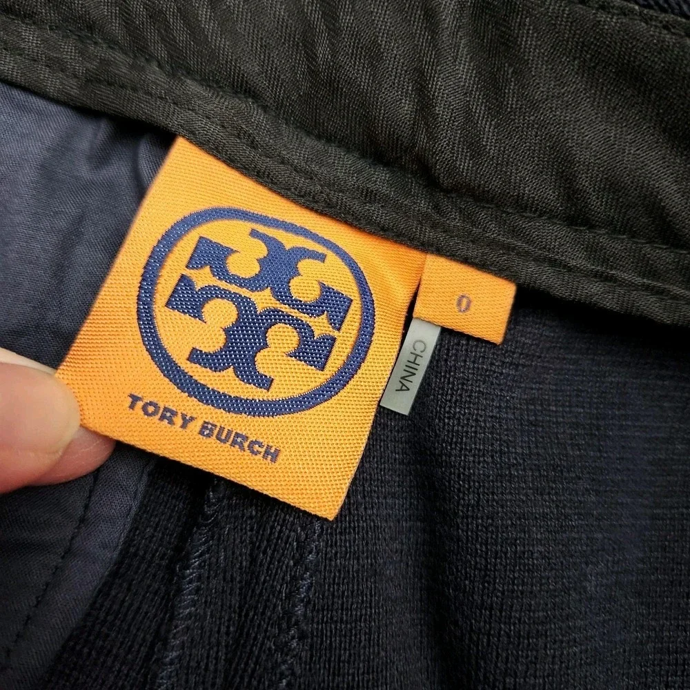 Tory‎ Burch Pants Womens 0 Blue Wool Blend Straight Leg Creased Pants Trousers